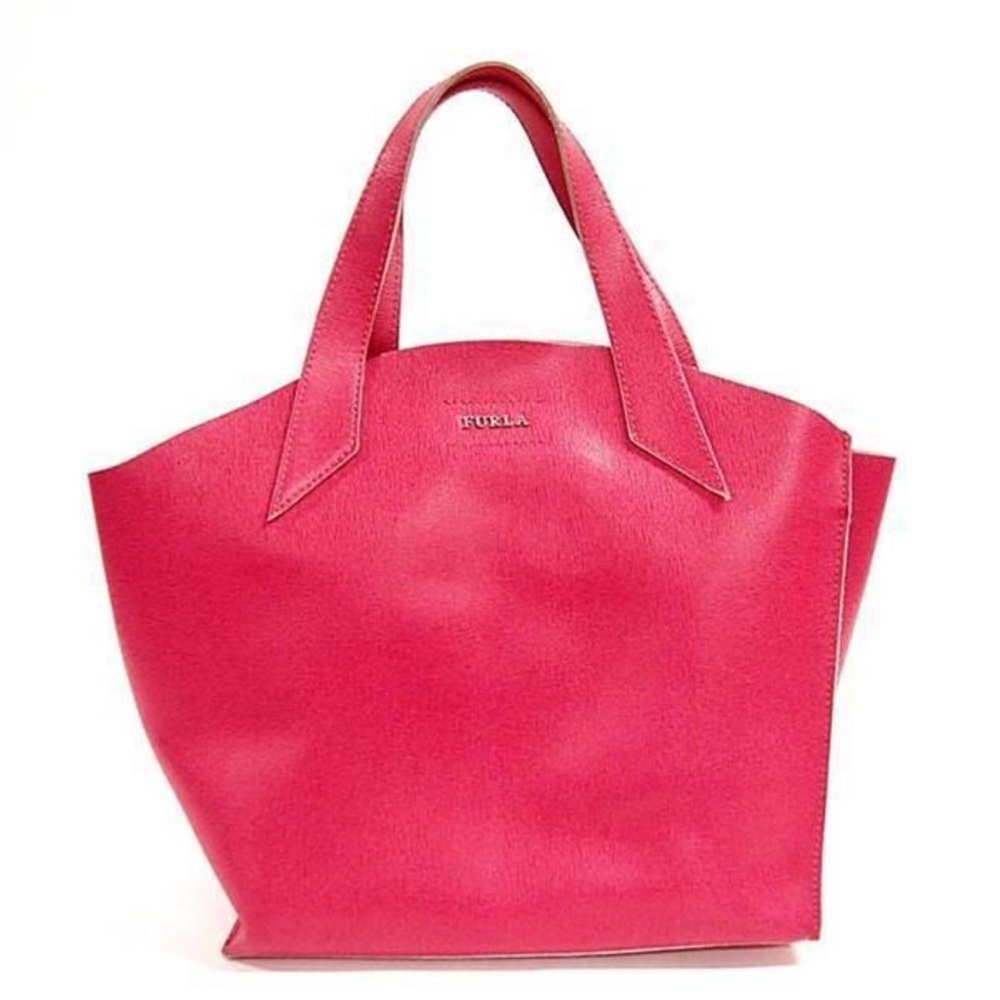 Furla Jucca Saffiano Leather Unstructured Tote in Fuchsia Pink